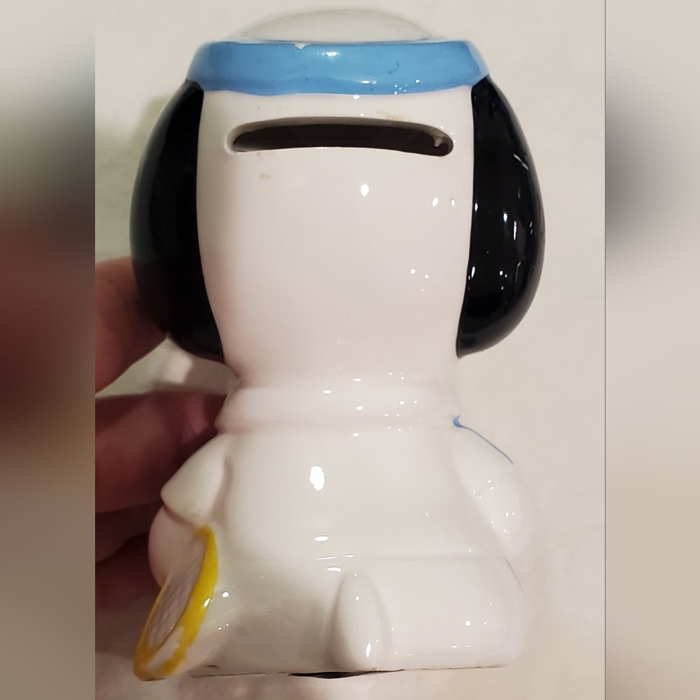 Ceramic Snoopy Coin Bank with Yellow and Blue Accents - Picture 3 of 4